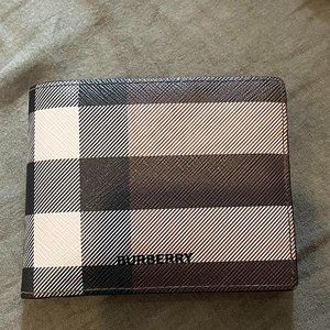 Burberry Check and Leather Slim Bifold Wallet